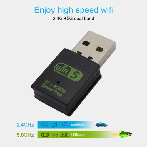 Wewoo - Clé Wifi USB AC600 Mbits / s 2.4 GHz et 5 GHz double bande USB 2.0  WiFi Free Drive Adapter Carte réseau externe - Clé USB Wifi - Rue du  Commerce