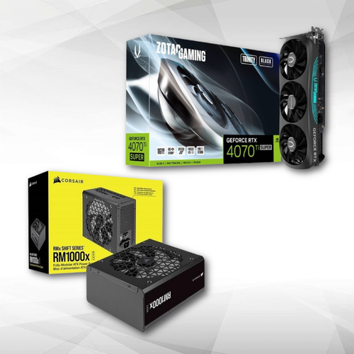 Zotac - GeForce RTX 4070 Ti SUPER Trinity Black Edition + RM1000x SHIFT 80PLUS Gold Zotac  - Carte Graphique NVIDIA 16