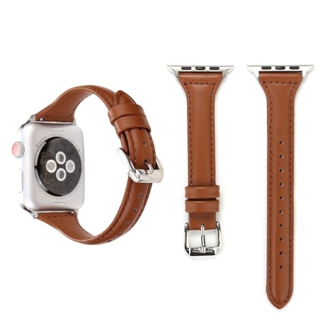 Wewoo - Bracelet de montre T Fashion en cuir véritable pour Apple Watch Series 3 & 2 & 1 42mm marron Wewoo  - Objets connectés