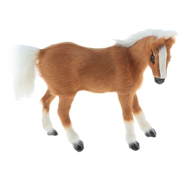 marque generique - simulation fausse fourrure modèle animal figurines décor à la maison brun clair cheval marque generique  - Peluches marque generique