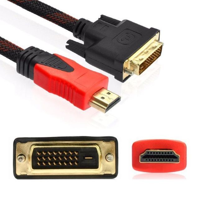 marque generique - Câble HDMI Mâle Plaqué Or vers DVI 24+1 Câble Adaptateur Bidirectionnel 5m - Adaptateur vga male male