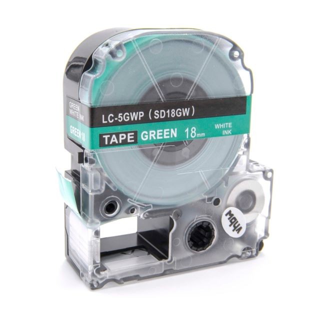 Vhbw - vhbw cassette à bande cartouche 18mm blanc sur vert pour imprimante d´étiquette Epson LabelWorks LW-1000P, LW-600P remplace LC-5GWP, SD18GW. Vhbw  - Cartouche d'encre Vhbw