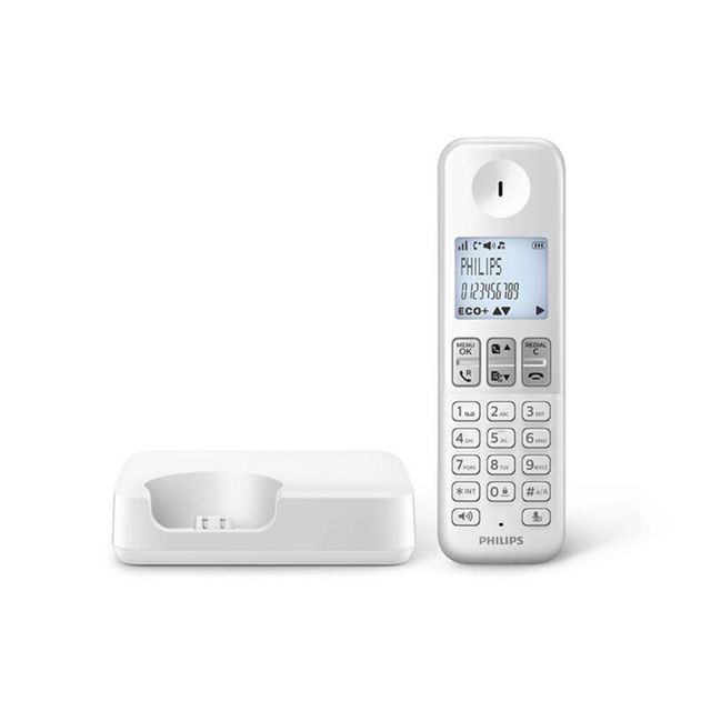 Philips Téléphone Fixe Sans fil sans répondeur D2301W/FR Solo Blanc