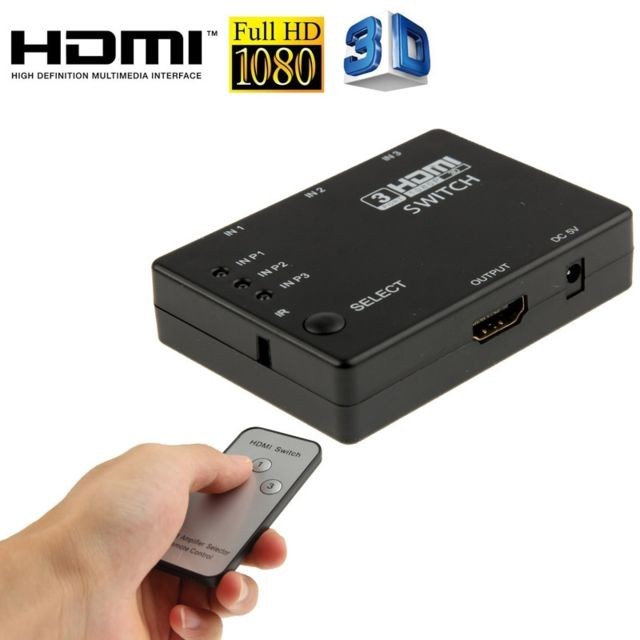 Wewoo - Switch HDMI Commutateur HDMI 3D 3x1 Full HD 1080P avec télécommande IR - Câble HDMI