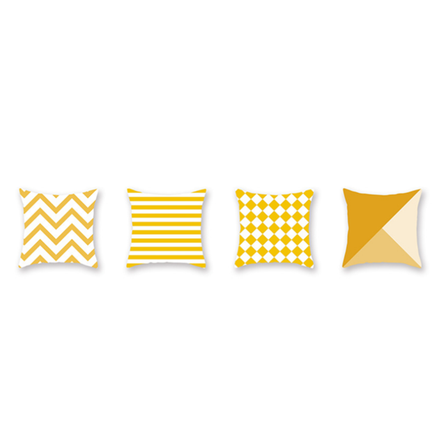marque generique - YP Select 4pcs jaune taie d'oreiller géométrique canapé taie d'oreiller de coussin - 2 jaune 45X45Cm marque generique  - Coussin geometrique