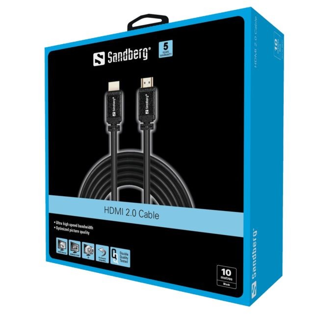 Sandberg Sandberg HDMI 2.0 19M-19M, 10m câble HDMI