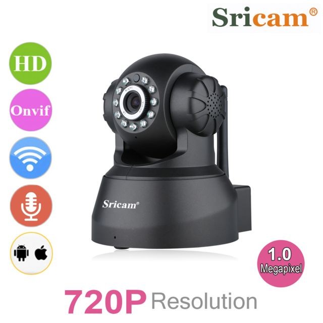 Caméra de surveillance connectée marque generique Caméra IP CCTV 720P Network IR 1.0 Megapixel H.264 Sans fil WIFI Vidéosurveillance domotique Noir