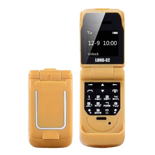Wewoo - Mini téléphone mobile de style LONG-CZ J9 Flip0,66 pouce18 touchesBluetoothFMSOSAnti-perduSon magiqueRépondeur automatiqueGSMUne seule carte SIM Or - Téléphone Portable
