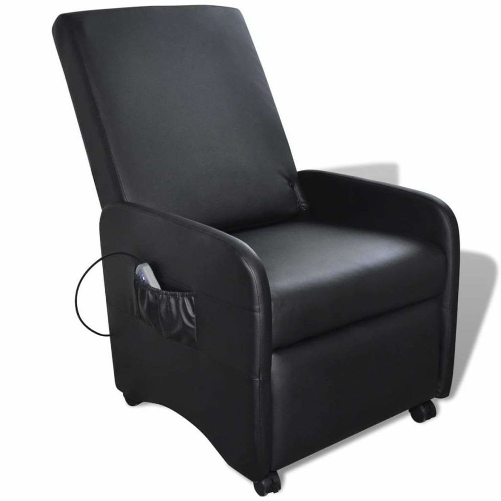 Helloshop26 Fauteuil de massage électrique confort relaxant massant détente cuir synthétique réglable noir 1702028