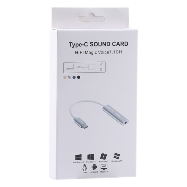 Carte Audio Carte Son USB noir Aluminium Shell 3.5mm Jack USB-C externe / Type-C HIFI Magic Voice 7.1 adaptateur de convertisseur de canal Free Drive