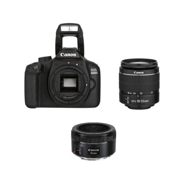 Canon - CANON EOS 4000D KIT EF-S 18-55MM F3.5-5.6 III + EF 50mm F1.8 STM - Reflex Numérique