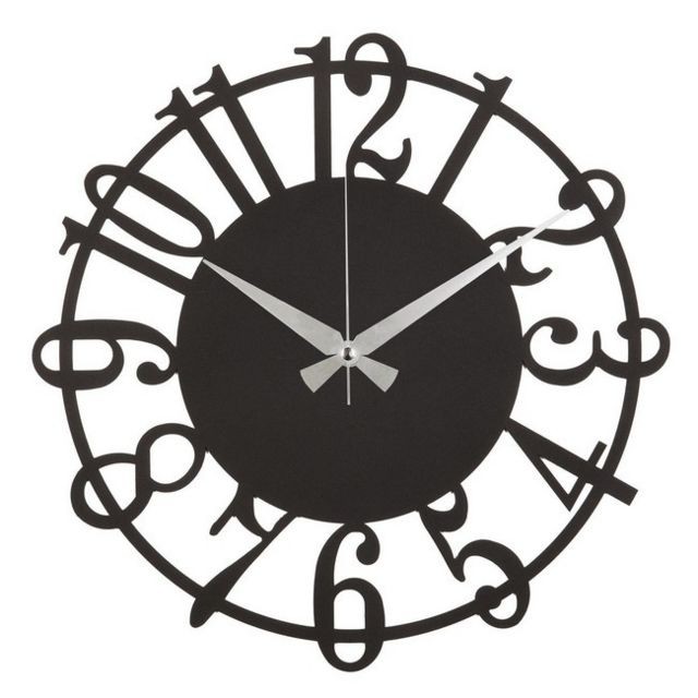 Homemania - HOMEMANIA Horloge Murale - Décorative - Art Mural - pour Séjour, Chambre - Noir en Acier, 50 x 0,2 x 50 cm Homemania   - Horloges, pendules Noir