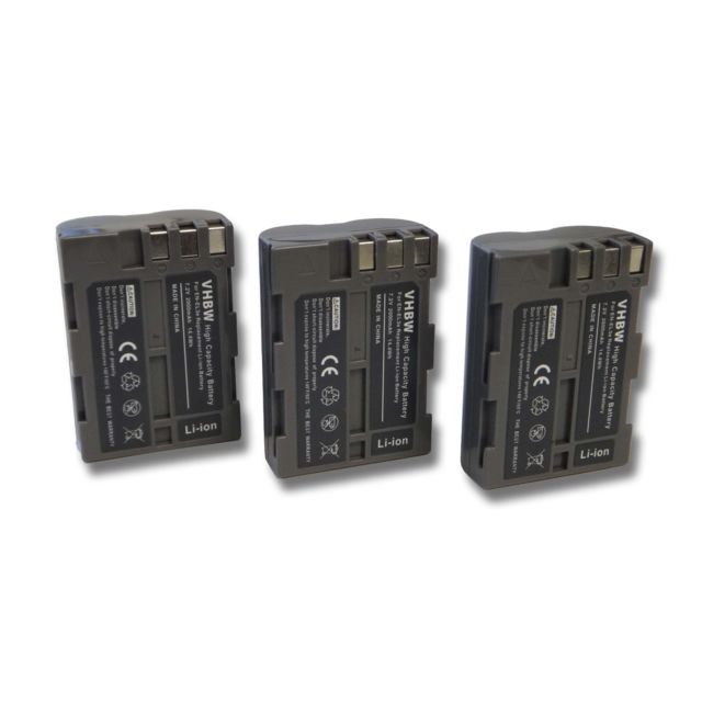 Vhbw - Lot de 3 batteries vhbw Li-Ion 2000mAh (7.2V) pour caméra Nikon D100, D100 SLR, D200, D300, D300S, D50, D70, D700, D70s comme EN-EL3, EN-El3A, EN-EL3E Vhbw  - Accessoire Photo et Vidéo