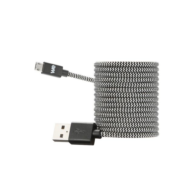 We - WE Câble USB/Micro USB Nylon Tressé 2m, Micro USB Chargeur Rapide Ultra Résistant - Noir / Blanc We  - Câble antenne