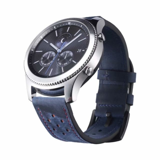 Generic - Bracelet en cuir véritable Sangle de 22 mm bleu pour votre Huawei Watch GT2e/GT2 46mm Generic  - Accessoires bracelet connecté