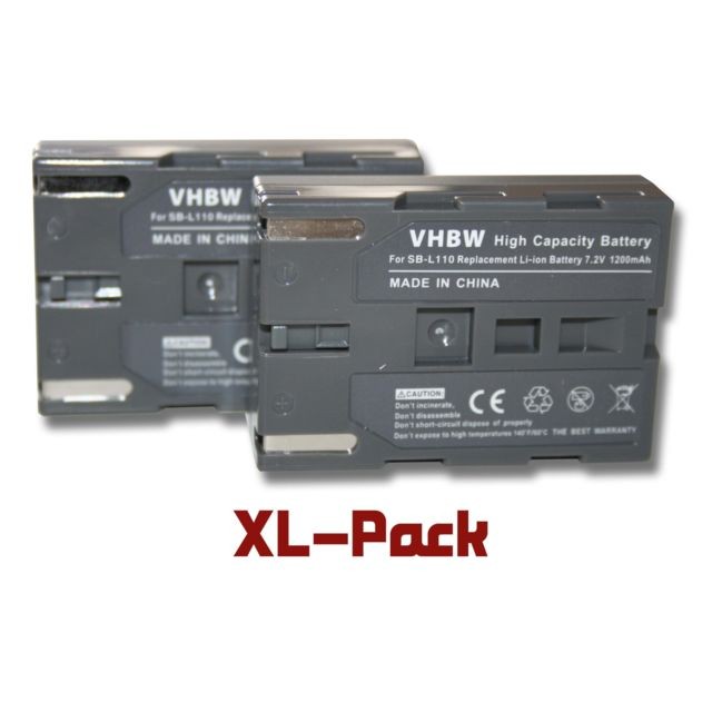 Vhbw - vhbw Lot de 2 batteries 1200mAh compatible avec Samsung MD9069n, MD9090, SC-D20, SC-D21, SC-D23, SC-D24, SC-D27 Remplace: SBL-110 / SB-L110 / SBL110 Vhbw  - Accessoire Photo et Vidéo