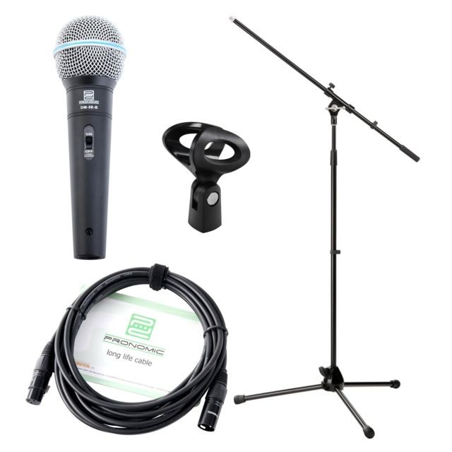 Pronomic - Pronomic Vocal Microphone DM-58 -B avec starter set 5x micro avec trépied,  pince + câble XLR - Microphones Pronomic