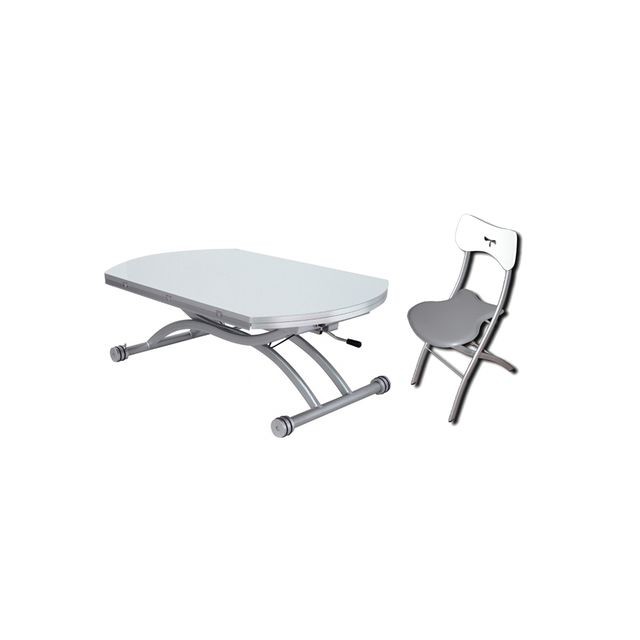 Tables basses Giovanni Table relevable Colombia Blanc + 4x Chaises Pegasso