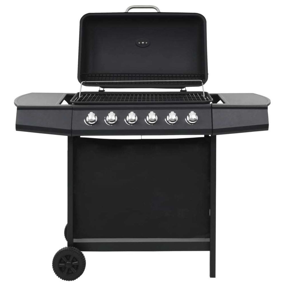 Vidaxl Barbecue au gaz avec 6 zones de cuisson Acier Noir - Électroménager de cuisine - Grils d'extérieur | Noir | Noir