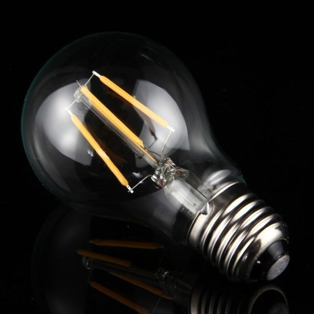 Wewoo Ampoule blanc pour halls, AC 85-265V chaud A60 E27 4W 4 LEDs 320 LM rétro économie d'énergie à filament LED