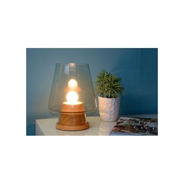 Lucide Lampe de table Glenn moderne bois - Verre