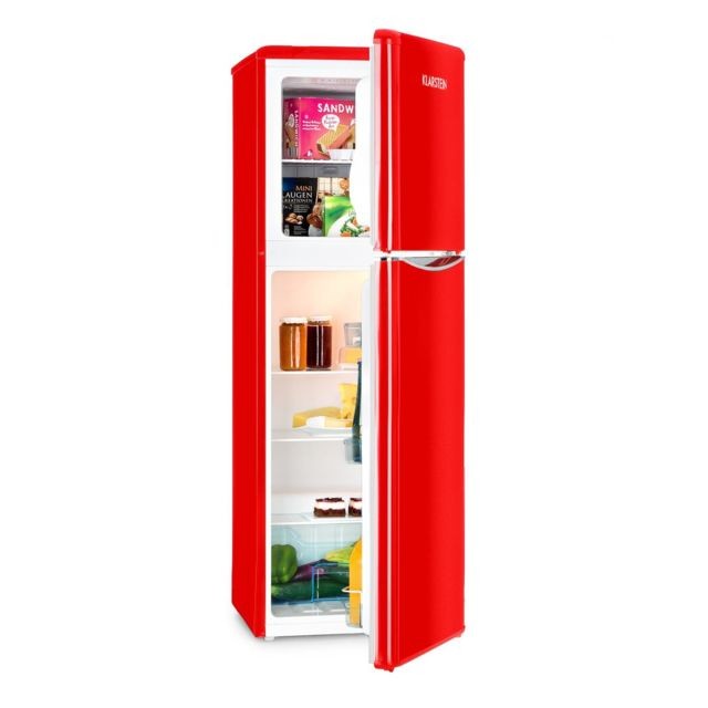 Réfrigérateur Klarstein Réfrigérateur & congélateur combiné - Monroe XL -  136 L - Look rétro rouge
