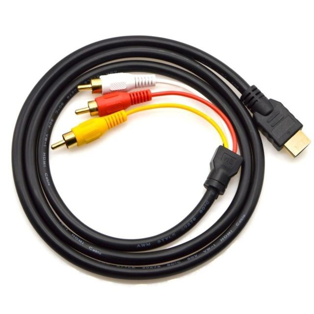 Convertisseur Audio et Vidéo  Cabling CABLING® Câble HDMI mâle vers 3 RCA composite mâle 1,5m (adaptateur vidéo HDMI vers RCA composite)