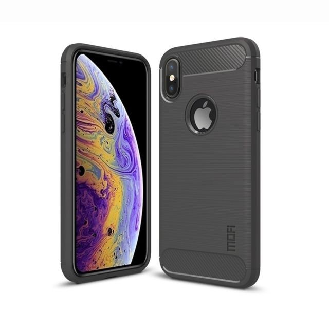 marque generique - Coque en TPU fibre de carbone avec logo Apple gris pour votre Apple iPhone XS/X 5.8 pouces marque generique  - Autres accessoires smartphone