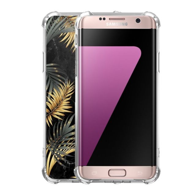 La Coque Francaise Coque Samsung Galaxy S7 Edge anti-choc souple avec angles renforcés transparente Feuilles de Palmier Noir La Coque Francaise