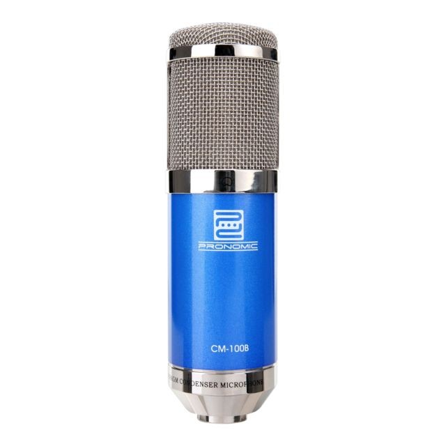 Micros chant Pronomic CM-100B Micro à Grosse Membrane de Studio incl. suspension & Protection Anti-Vent, bleu