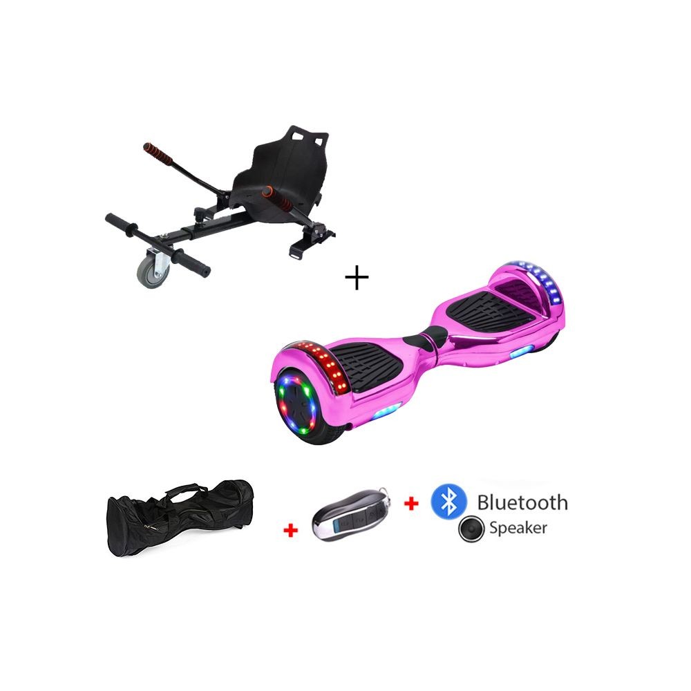 6,5 pouces placage rose Gyropod Overboard Hoverboard Smart Scooter + Bluetooth + clé à distance + sac + Roue LED + hoverkart