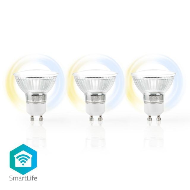 Nedis - Ampoule LED Intelligente Wi-Fi - Blanc Chaud à Blanc Froid - GU10 - Lot de 3 - Nedis