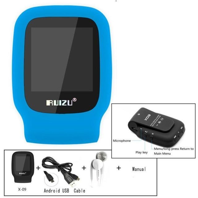 marque generique - RUIZU X09 Mini Baladeur Lecteur MP3 Sport Clip 4GB 1.5"" Ecran FM Horloge BU - MP3