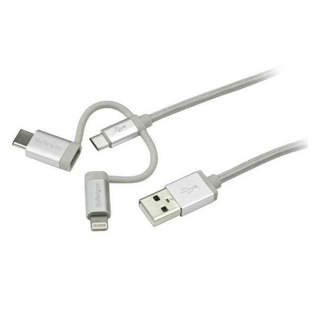 Startech - Câble multi chargeur USB 1 m - Lightning USB-C Micro-B - Câble Lightning