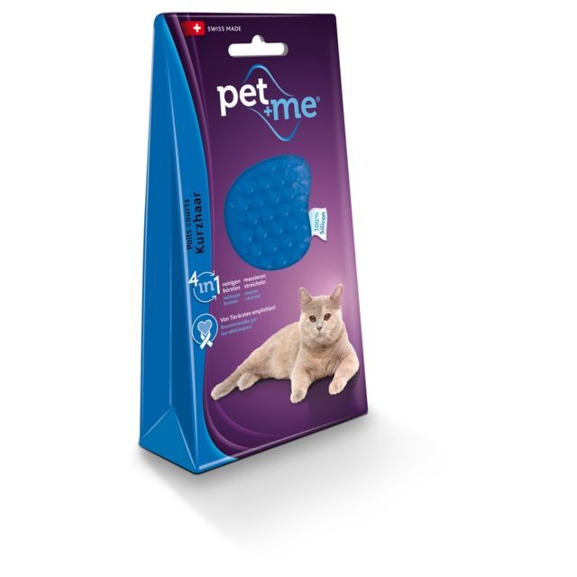 Pet+Me - Brosse Poils Courts pour Chat - Pet+Me - Bleue Pet+Me  - Hygiène et soin pour chien