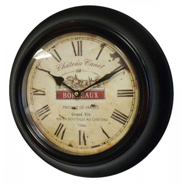 L'Héritier Du Temps - Horloge Murale en Fer avec Vitre en Plexiglass Pendule de Cuisine Chateau Canet Bordeaux Noir 4x32x32cm - Horloges, pendules Acier brossé et noir