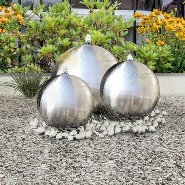Vidaxl - vidaXL 3 pcs Sphères de fontaine de jardin avec LED Acier inoxydable - Décoration d'extérieur