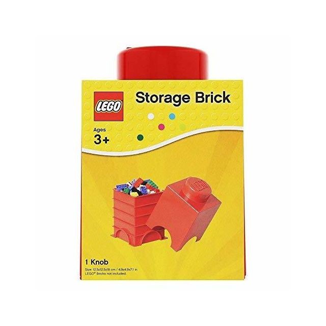 Lego Brique de rangement LEGO 1 plot, Boîte de rangement empilable, 1,2 l, rouge