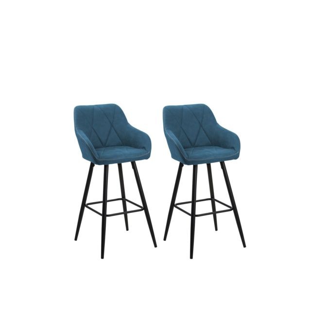 Beliani - Lot de 2 chaises de bar bleues DARIEN Beliani  - Tabourets