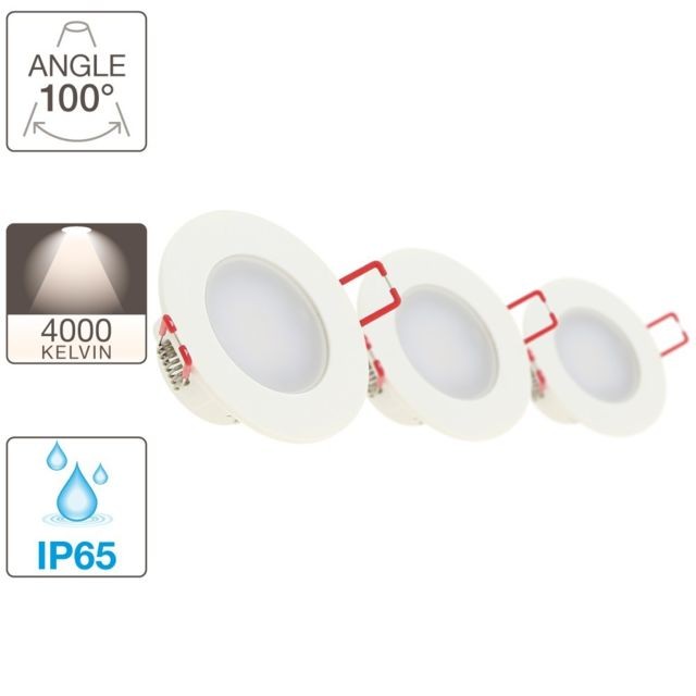 Xanlite - Lot de 3 spots intégrés LED - 345 lumens - IP65 - Spots