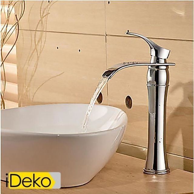 Ideko - iDeko® Robinet Mitigeur lavabo contemporaine cascade chrome bassin de salle de bains robinet Ideko  - Lavabo
