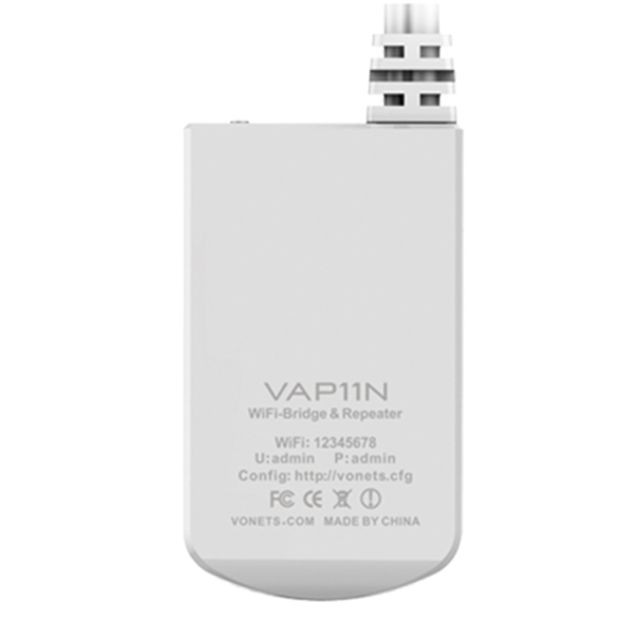Wewoo VAP11N Mini WiFi 300 Mbps blanc Repeater WiFi Bridge, Meilleur Partenaire de Dispositif IP / Caméra IP / Imprimante IP / XBOX / PS3 Playstation 3 / IPTV / Skybox
