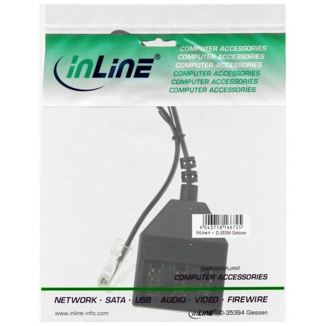 Accessoires Téléphone Fixe Adaptateur câble TAE, InLine®, RJ45 mâle sur prise TAE N/F/N, 20cm