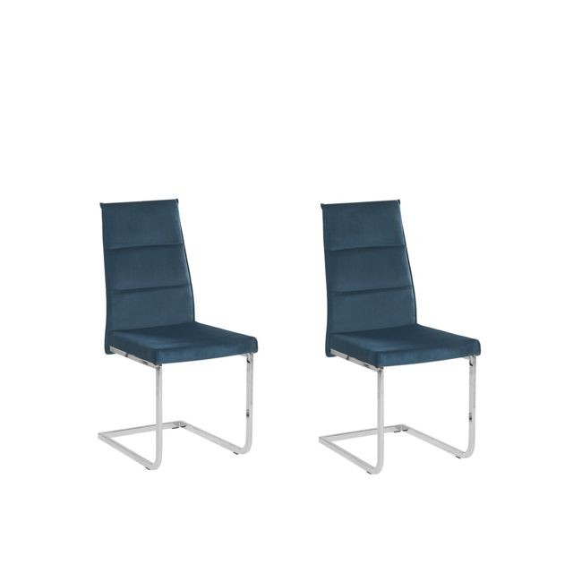 Beliani - Lot de 2 chaises de cuisine en velours blue ROCKFORD Beliani  - Salon, salle à manger