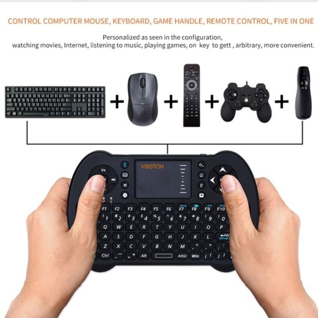 Clavier Pour ordinateur portable, de noir bureau, TV, STB S501 2.4GHz Mini sans fil Bluetooth QWERTY complet clavier avec Touchpad et contrôle multimédia