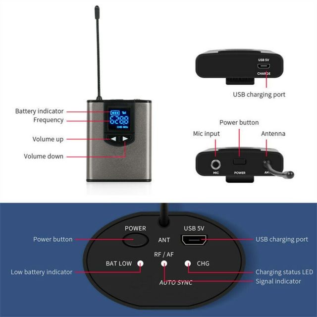 Jeobest - Microphone sans fil portable pour enseigner la parole discours/ microphone casque - Microphone Photo et Vidéo
