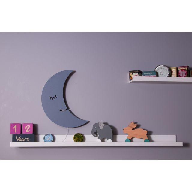Homemania - HOMEMANIA Lampe Murale Smiling Moon - Luna, Applique - pour enfants - pour chambre - Gris en MDF, 25 x 3 x 40 cm, 1 x LED Strip, Max 14,4 W, 600LM Homemania  - Appliques Homemania