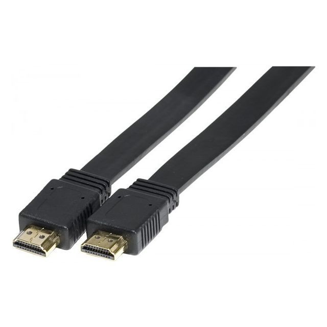 Abi Diffusion - Cordon hdmi high speed a/a plat black - 5 m - Câble HDMI