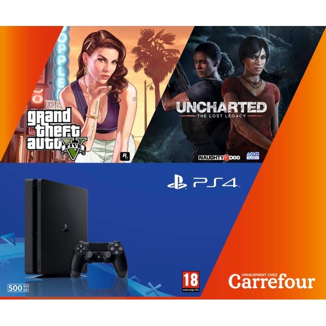 Console PS4 Sony Pack Exclu PS4 GTA V et UNCHARTED The Lost legacy