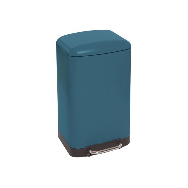 JJA - Poubelle carrée en métal 30L bleu - Poubelle de salle de bain